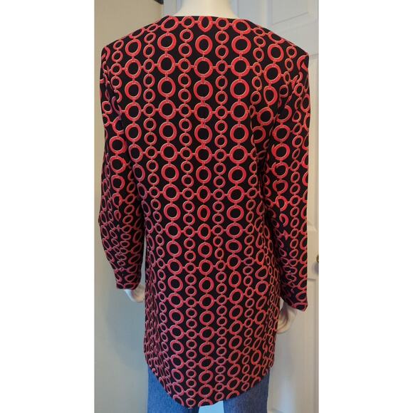 NINE WEST Women Button Front Black Orange Jacket Overcoat A Line Sze 10 Like New - Picture 5 of 8